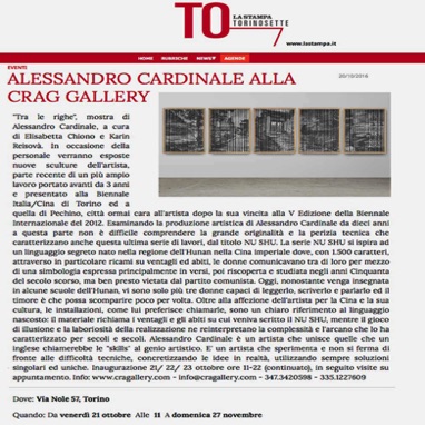 LA STAMPA

2016 November 20th

Alessandro Cardinale 
alla CRAG Gallery